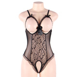 Sexy lingerie sexy lace see-through hollow-out jumpsuit bow low cut underclothes