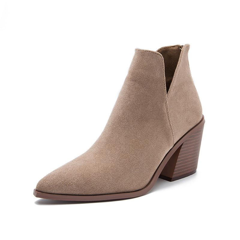 Female autumn and winter thick heel pointed-toe fashion women's ankle boots