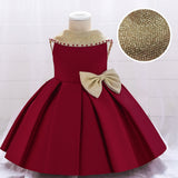 New Princess Skirt Dress Forged Large Bow Children's Dress Piano Performance Dress Flower Child Skirt