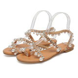 Women's plus size sexy Pearl flat sandals