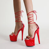 Fashion sexy lacing sandals platform platform metallic belt plus size woman high-heeled shoes