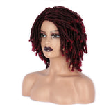 Women's small curly dirty braid Crochet hair cover gradually changing black red chemical fiber cover wig