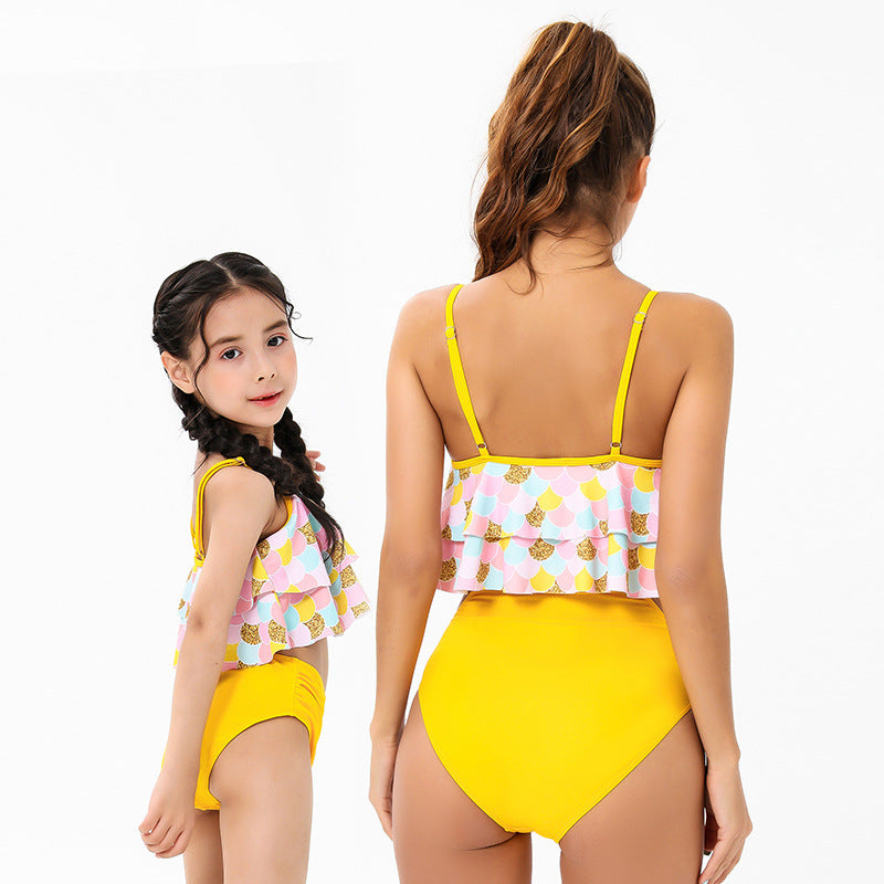 Swimsuit parent-child new printed flounce bikini mother and daughter swimsuit for Mom and Me