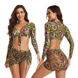 Printed sexy surfing clothes sun protection women's swimsuit