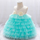 New Children's Dress Sleeveless Tiered Cake Pompous Dress Baby Flower Girl Dress Princess Dress