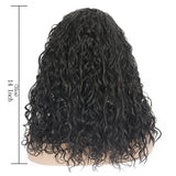 African women's Medium Long Curly Wig Black Small curly hair chemical fiber mechanism headgear