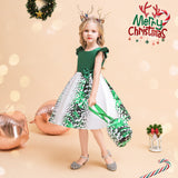 Children's And Girls' Flying Sleeve Forged Cloth Printed Princess Skirt Christmas Costume