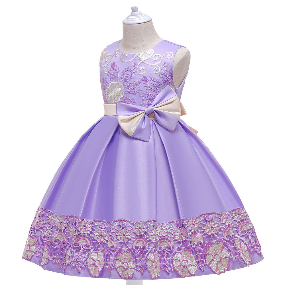 Embroidered Sleeveless Girl Dress Host Dress Flower Girl Dress