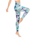 Printed skinny yoga pants with pocket top bra