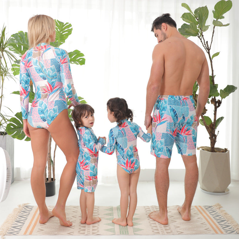 Family Matching nylon printing Family parent-child swimsuit