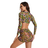 Printed sexy surfing clothes sun protection women's swimsuit