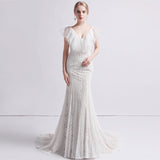 Mermaid Sweep-Brush Train Lace Tulle Wedding Dress