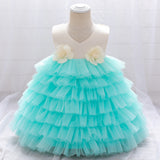 New Children's Dress Sleeveless Tiered Cake Pompous Dress Baby Flower Girl Dress Princess Dress