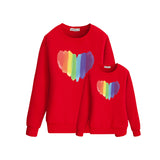 Rainbow color love fresh daily home parent-child sweater For Mom And Me