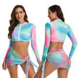 Short top surfing suit sun protection women's swimsuit Three-Piece Set