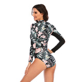 Printed surfing clothes women's zipper swimsuit