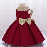 New Princess Skirt Dress Forged Large Bow Children's Dress Piano Performance Dress Flower Child Skirt
