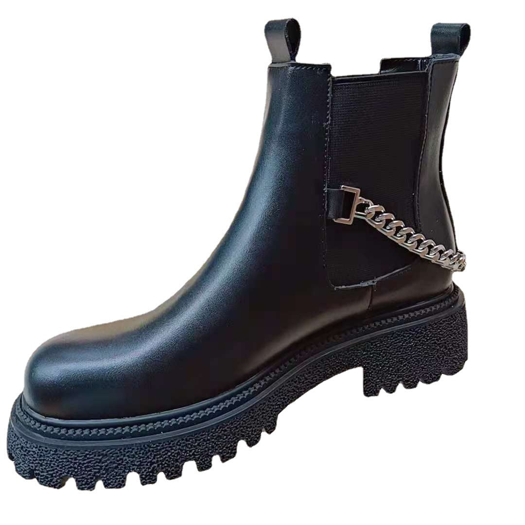 Women's Dr. Martens boots fashion short boots comfortable flat PU leather boots chain decoration