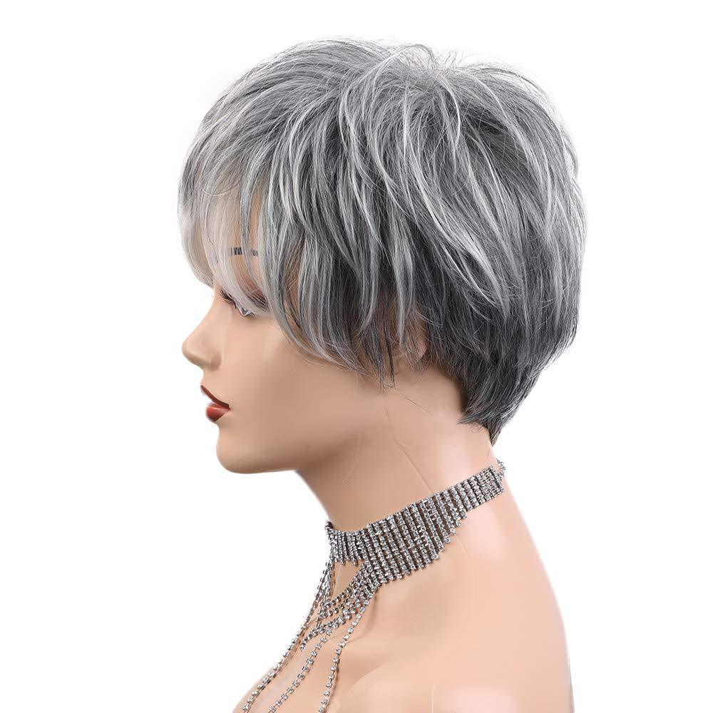 Fashion gray white wig chemical fiber headgear wigs