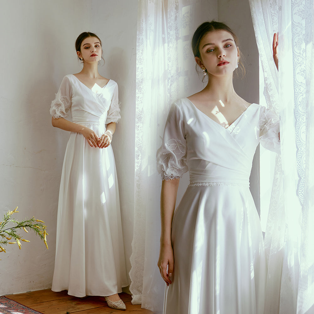 Sheath Floor Length Elastic Cloth Wedding Dress