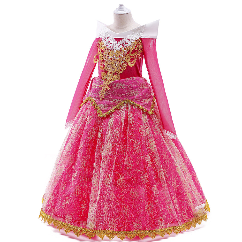New Girl's Dress Sleeping Beauty Princess Lello Dress Lace Gown