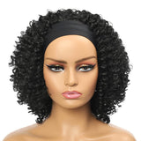 Women's scarf Wig Black short curly hair chemical fiber wig ice silk hair band headband wigs