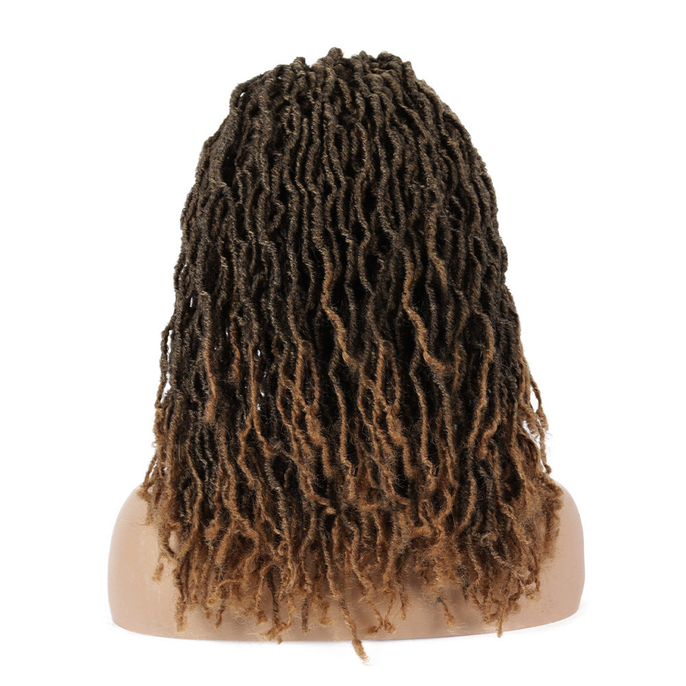 Fluffy elastic mesh ice silk hair with Crocheted Hair Wig Headcover small curly wig female braid wig
