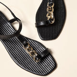 Women's plus size texture chain flat flip-flops sandals