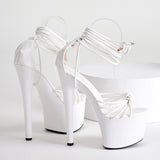Large size women's lace up shoes elegant sexy knot with platform platform high heel sandals