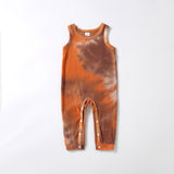 Round neck tie-dyed printed dress parent-child dress