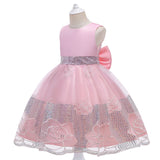 Girl's Dress Princess Skirt Embroidered Sequins Big Bow Dress