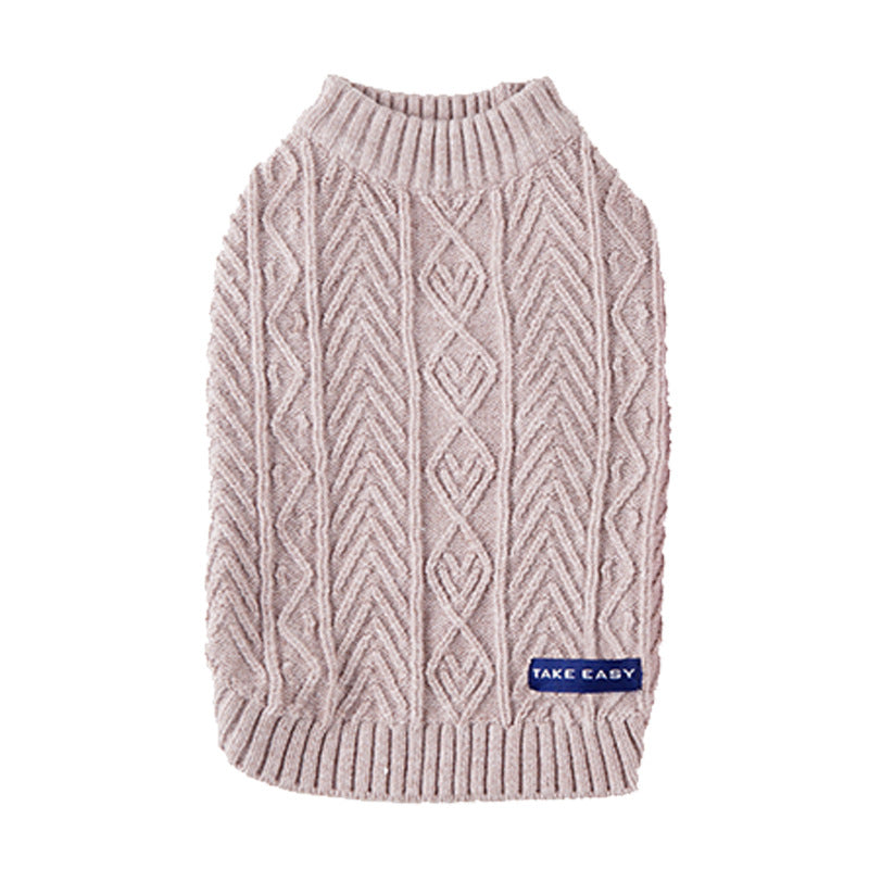 Twisted yarn sleeveless knit pet sweater Autumn/winter new cat cute wind teddy Pome dog sweater