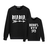 Simple round neck long sleeve mother and son sweater