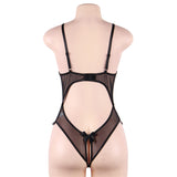 Sexy lingerie sexy lace see-through hollow-out jumpsuit bow low cut underclothes