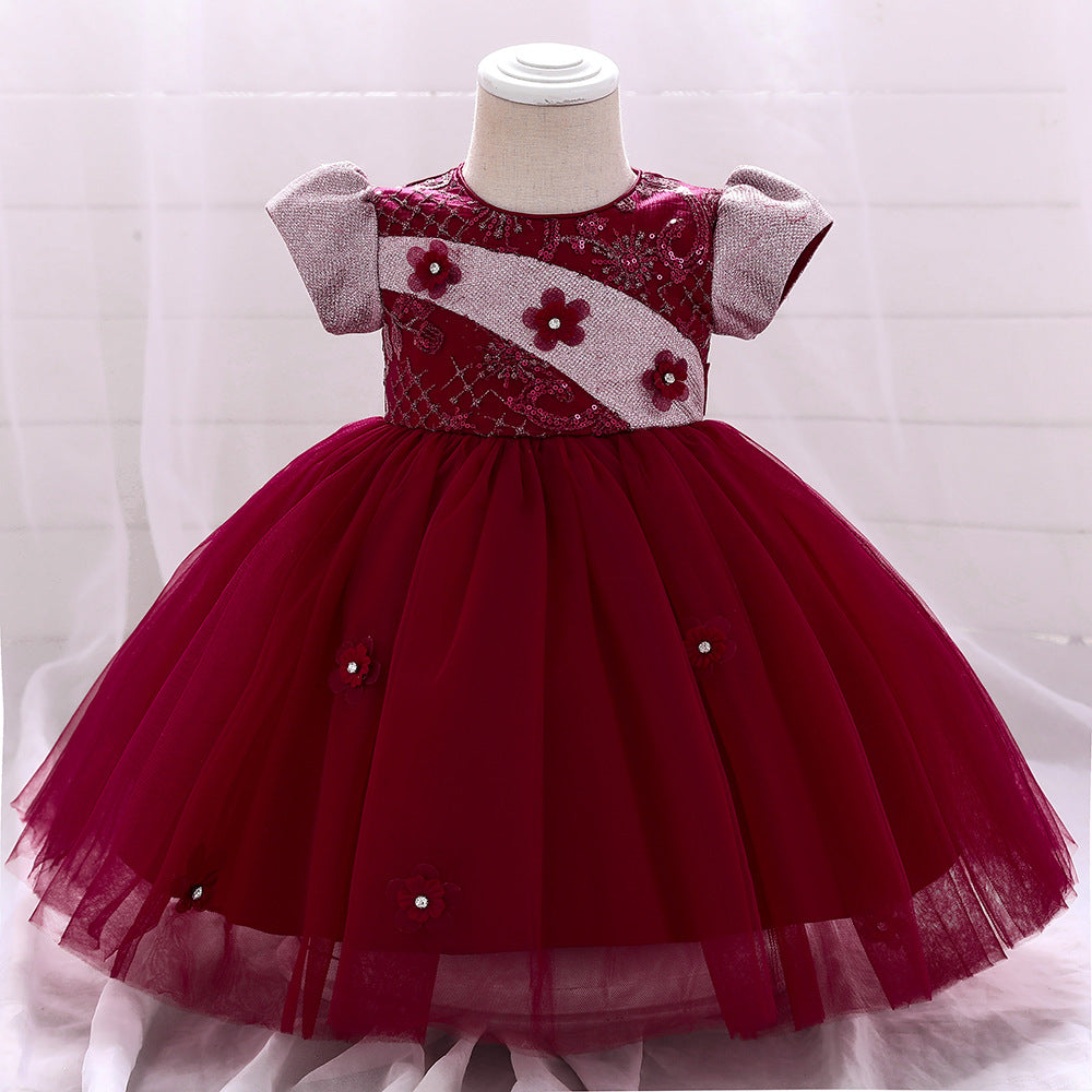 New Children's Dress Princess Embroidered Pompous Skirt Baby's First Birthday Dress