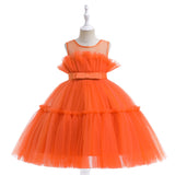 Children's Girls Sleeveless Mesh Puffy Skirt Dress Halloween Costume