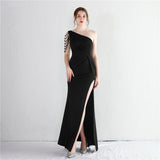 Women's Sexy One Shoulder Slit Long Fishtail Dress