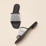 Fashion sandals mesh dot women's slippers loafer plus size