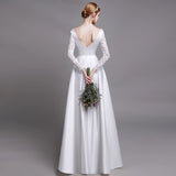 A-Line Floor Length Satin Wedding Dress