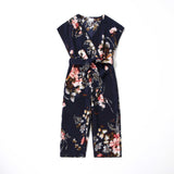 Stitching printing parent-child sling lace-up waist jumpsuit for Mom and Me