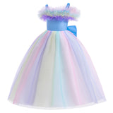 European And American Christmas Color Dream Gauze Princess Dress Girl Dress Dance Party Evening Dress