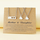 Heart-shaped hollow mother and daughter card necklace (Set Of 3 Pcs)