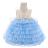 New Children's Dress Sleeveless Tiered Cake Pompous Dress Baby Flower Girl Dress Princess Dress