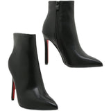 Simple and comfortable pointed thin high-heel boots side zipper large size low tube women's boots