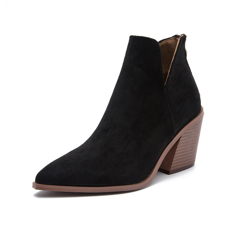 Female autumn and winter thick heel pointed-toe fashion women's ankle boots
