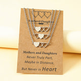 Mother's Day parent-child card stainless steel heart pendant necklace (Set Of 3 Pcs)