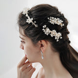 Acrylic flower Pearl hairpins and hairband (Set Of 3 Pcs)