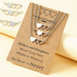 Mother's Day parent-child card stainless steel heart pendant necklace (Set Of 3 Pcs)