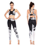 Workout yoga clothes printed top running workout pants