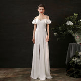 Sheath Floor Length Elastic Cloth Wedding Dress